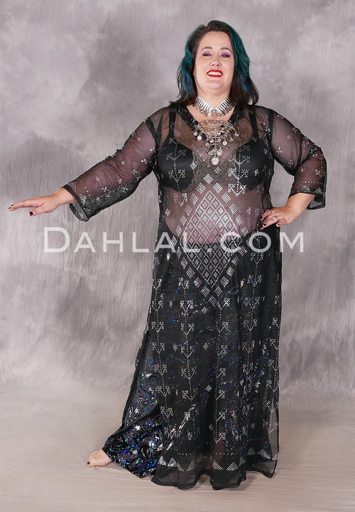 Black and Silver Assuit Caftan From Egypt