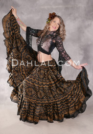  Faux Assuit II Extra Full Tribal Skirt - Black and Gold