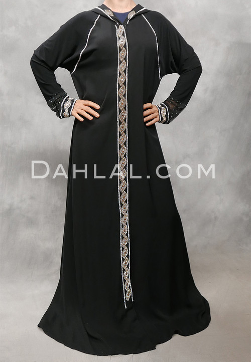 black with silver abaya