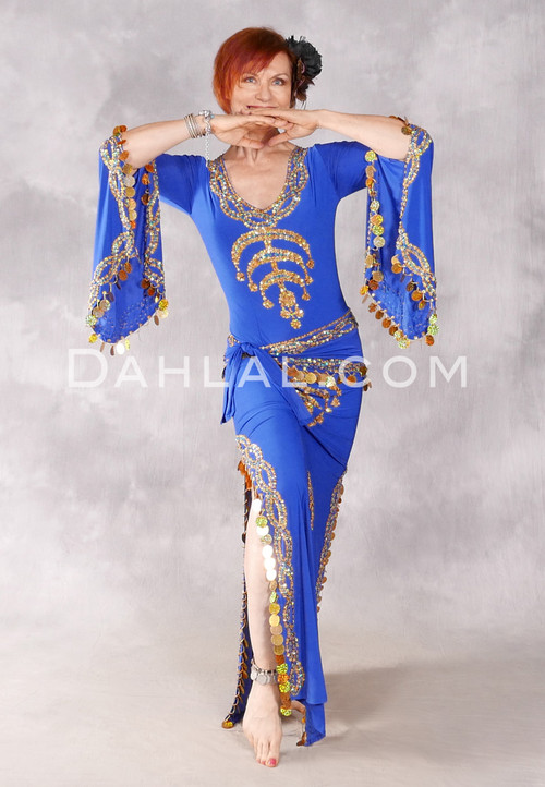 Sahara Nights Royal Blue Gold Egyptian Belly Dance Dress Dahlal