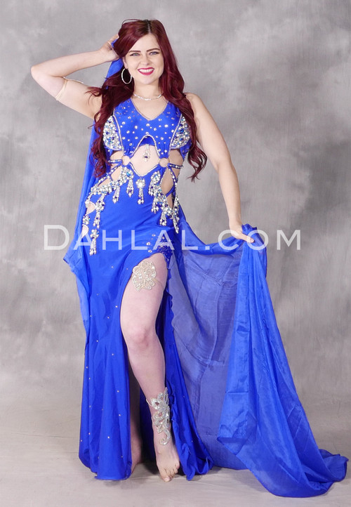 Opalescent Blues Egyptian Beaded Dress