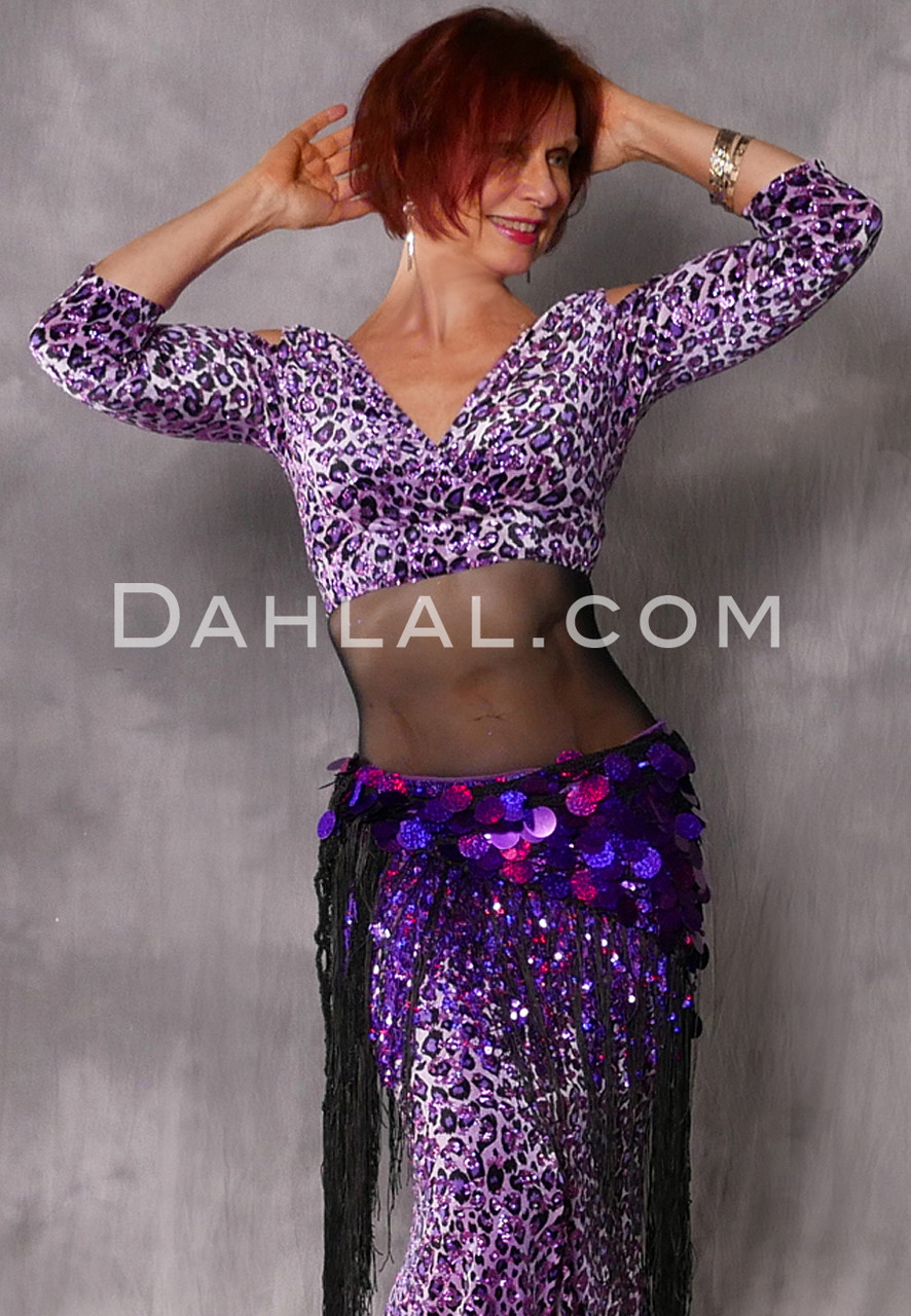 CLEOPATRA Glittered Leopard Print Velvet Top - Purple and Lavender, by ...