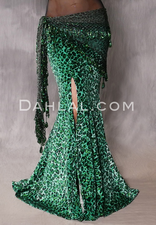 emerald green leopard print mermaid skirt