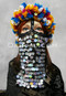 Crocheted Face Veil with Multi-color Head Scarf for Melaya