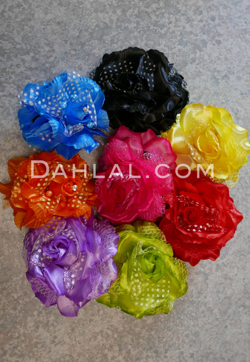 multi colored flower hair clips