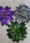purple, gray and green hair flowers