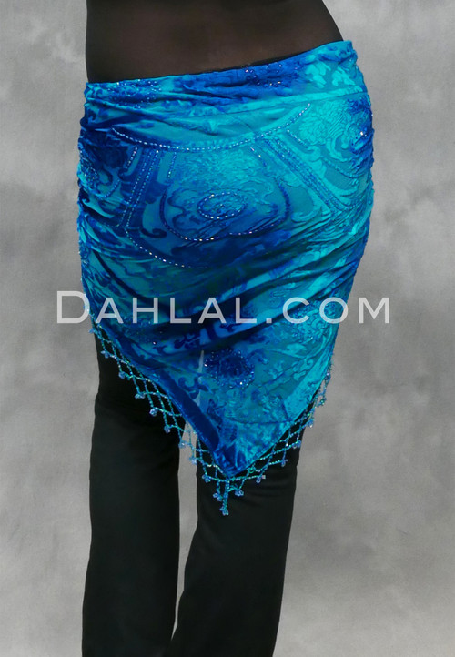 Mediterranean Print velvet shawl