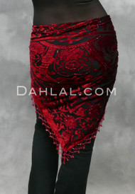red and black burnout shawl