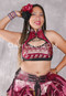 Silk High Collar Brocade Top in Red