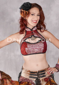 Silk Brocade High Collar Top