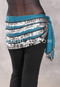 Five-Row Egyptian Coin Hip Scarf - Teal and Silver
