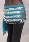 Five-Row Egyptian Coin Hip Scarf - Teal and Silver
