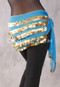 Five-Row Egyptian Coin Hip Scarf - Turquoise and Gold