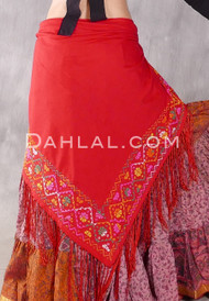 Egyptian Embroidered Bedouin Shawl - Red with Yellow, Green, Pink and White