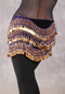 Egyptian Velvet Wave Coin Hip Scarf - Purple and Gold