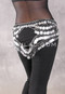 Turkish Coin and Bead Hip Scarf with Strap Detail - Black and Silver