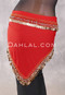Egyptian Single-Row Teardrop Coin Hip Scarf - Red and Gold