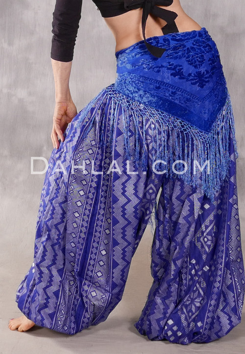 Faux Assuit Harem Pants II - Royal Blue and Silver
