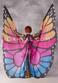 Silk Screen Printed Butterfly Wings of Isis - Gold, Red, Fuchsia and Blue 