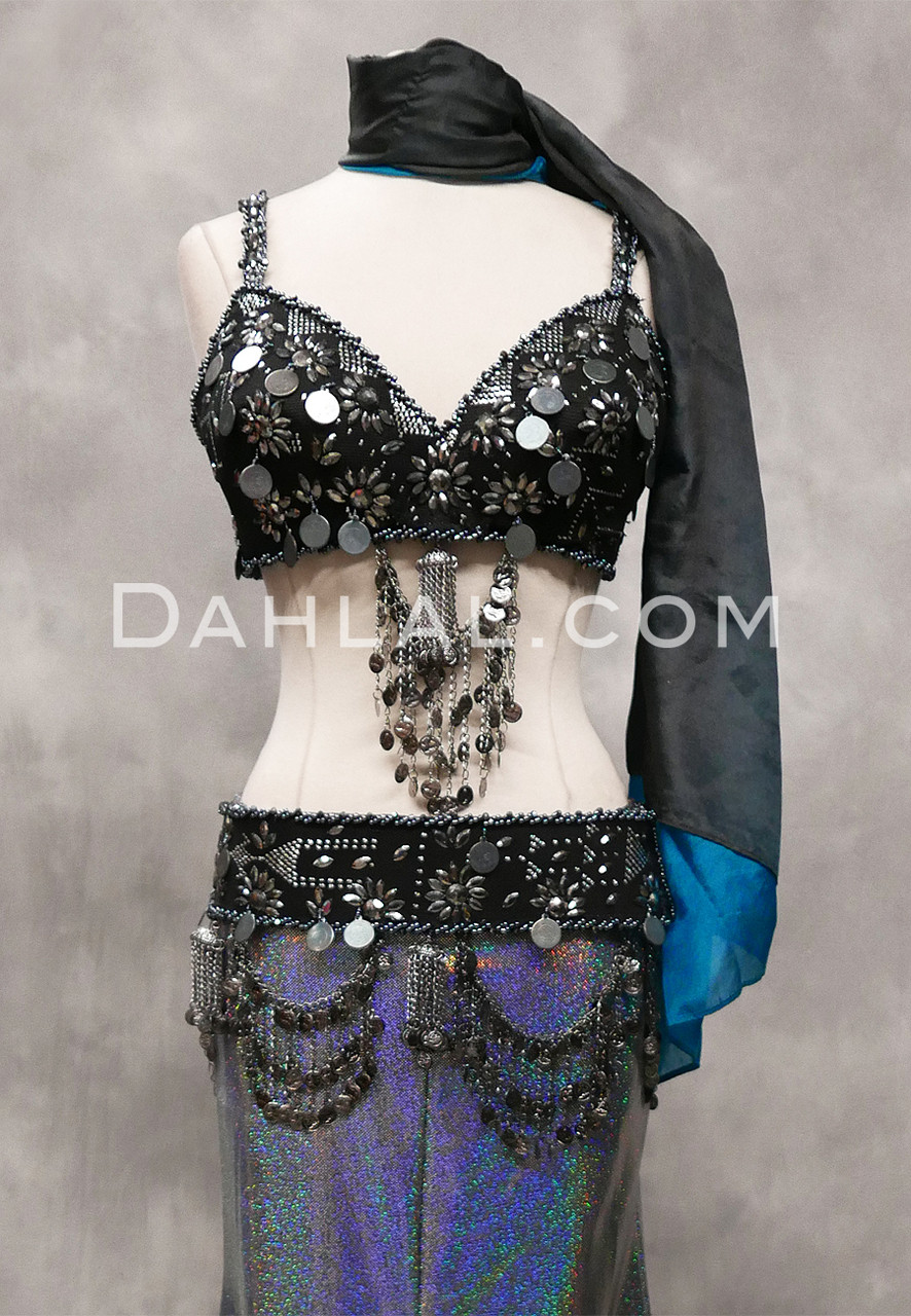 Antique Style Bra Hip Belt and Necklace Belly Dance Costume Set – Belly  Dance Silks