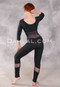 Imperial 3/4 Sleeve Mesh Middle Unitard with Metallic Mesh Accents