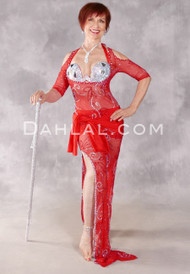 ALLURING IN RED Egyptian Dress - Red and Silver
