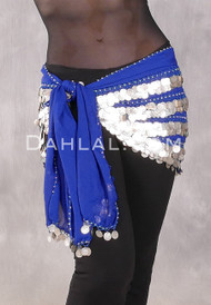 Five Row Egyptian Coin Scarf in Royal Blue