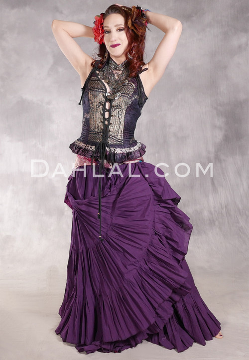Purple Cotton Tiered Skirt