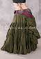 Olive Solid Cotton 25 Yard Tiered Skirt