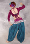 Printed Cotton Harem Pants - Medallions in Teal, Black and Fuchsia