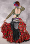 Botanical Cotton Printed 25 Yard Tiered Skirt - Red