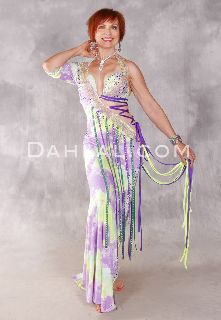 SWEET OBSESSION Egyptian Dress - Lavender, Mint, Yellow, Purple and Gold,  Bra Size B/C-C - Dahlal Internationale