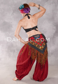 Printed Cotton Harem Pants - Diamonds in Red and Black