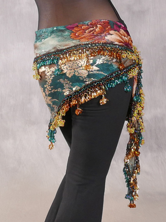 Egyptian Teardrop Wave With Coins & Paillettes Hip Scarf for Belly Dance -  Dahlal Internationale