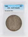 1889 Morgan Silver Dollar AU53 Details Scratched OBV ICG Graded Nice 6405300201