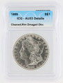 1889 Morgan Silver Dollar AU53 Details Cleaned, Rim Damaged Obv ICG Graded Nice 6405300205