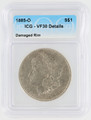 1885 O Morgan Silver Dollar VF30 Details Damaged Rim ICG Graded Nice 6405300502