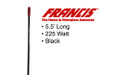  FRANCIS CB26 225-Watt Hot Rod Fiberglass Antenna (Black) 5.5 Feet