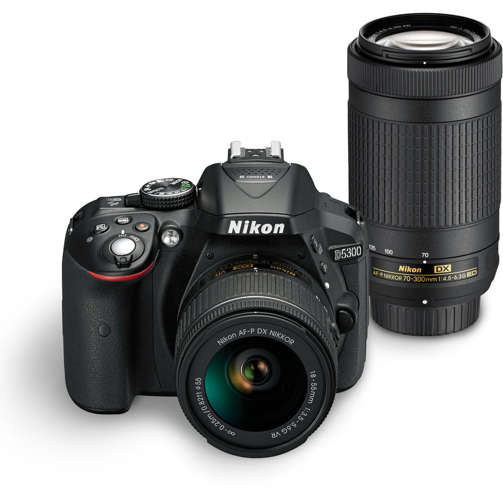 Nikon D5300 Digital SLR Camera 2 Lens Kit w/ 18-55 VR and 70-300 non VR