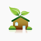 Clip art of a house with a leaf growing out of it for Environment