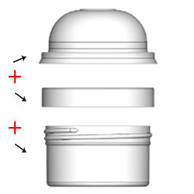 Jar & Cap Combo Case w Domed Overcap (24, 48, 64 or 140 pcs) : 83mm - 4 oz