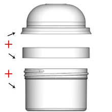 Jar & Cap Combo Case w Domed Overcap (18, 36, 48 or 112 pcs) : 83mm - 6 oz