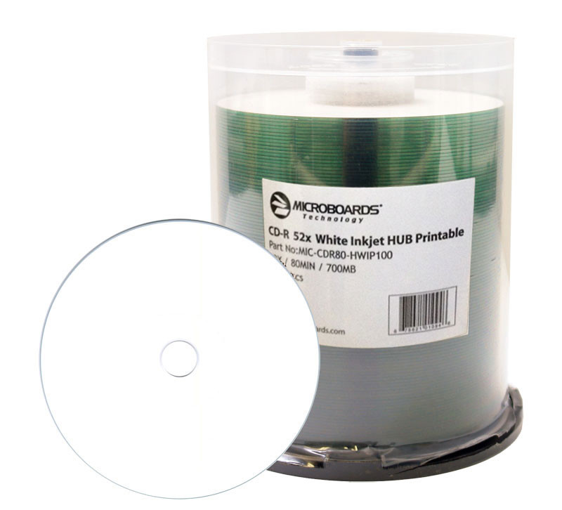 Microboards CDR WHITE INKJET HUB PRINTABLE 52X microboards-cdr-white-inkjet-hub-printable-52x