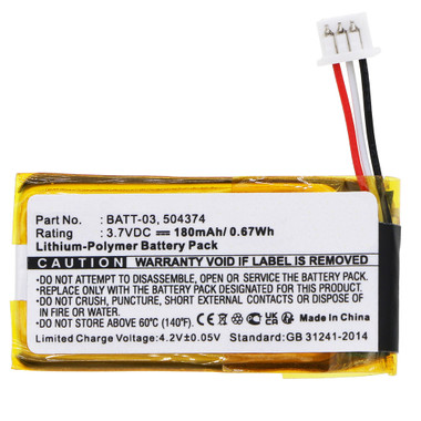 180mAh 504374 Battery for Sennheiser DW Office OfficeRunner SD Office