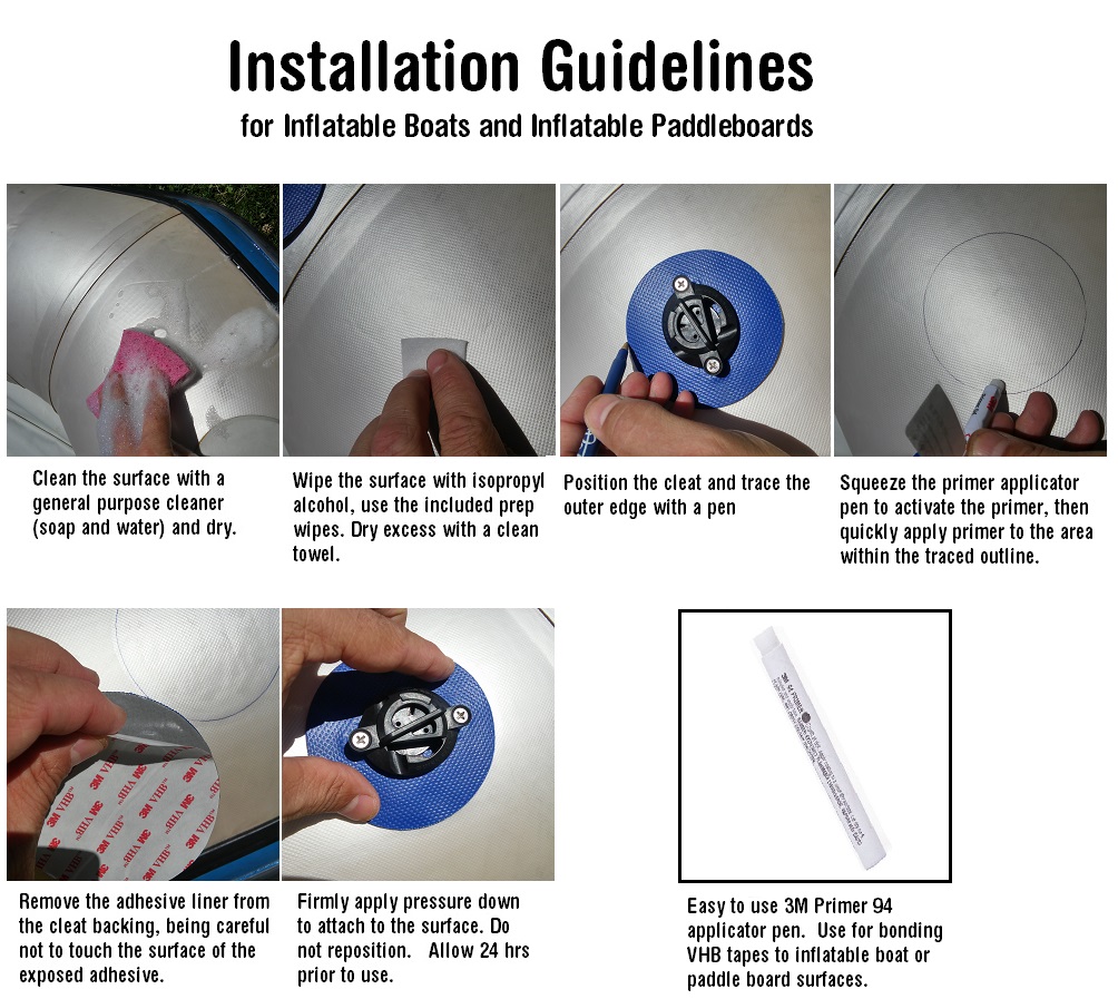 Peel and Stick Inflatable Raft SUP Quick Cleat