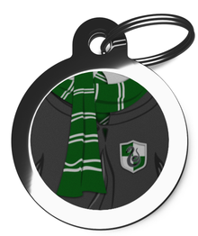 Green and White Scarf Dog ID Tag - Fun Wizard Pet Tags