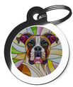 Tag For Boxer Dog Stained Glass Design