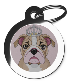 English Bulldog Breed Dog Tags Princess Design