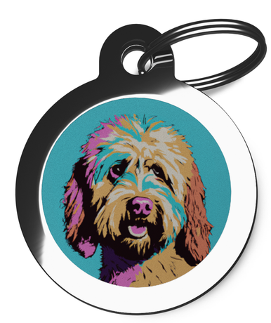 Pet ID Tags for Labradoodle Pop Art Theme