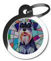 Miniature Schnauzer Theme Tags for Collars Stained Glass Design